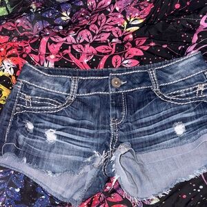 Almost Famous Blue Distressed Jean Shorts